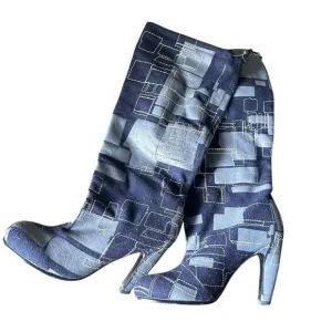UNITED NUDE Wool Patterned Heeled Boots‎ Navy NWOT Sz 38