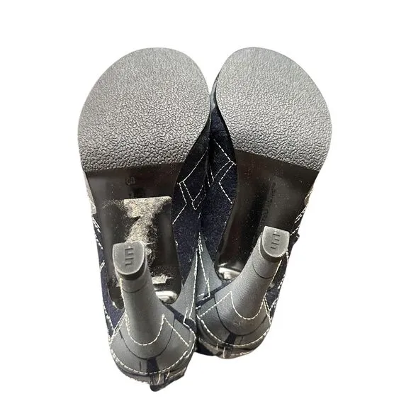 UNITED NUDE Wool Patterned Heeled Boots‎ Navy NWOT Sz 38