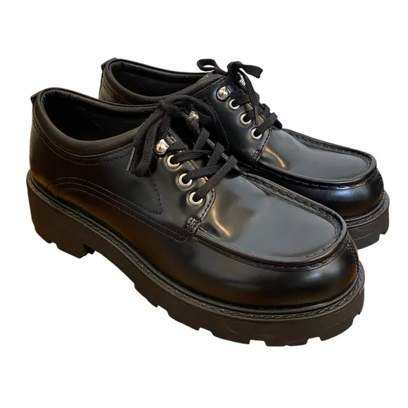 Vagabond Cosmo 2.0 Black Polished Leather Lace Up Loafer