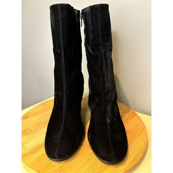 Valentina Rangoni Women's Vero Cuoio Velvet Blocked Heeled Boots Black Size 9M
