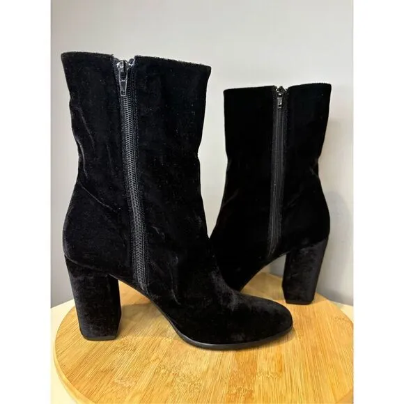 Valentina Rangoni Women's Vero Cuoio Velvet Blocked Heeled Boots Black Size 9M