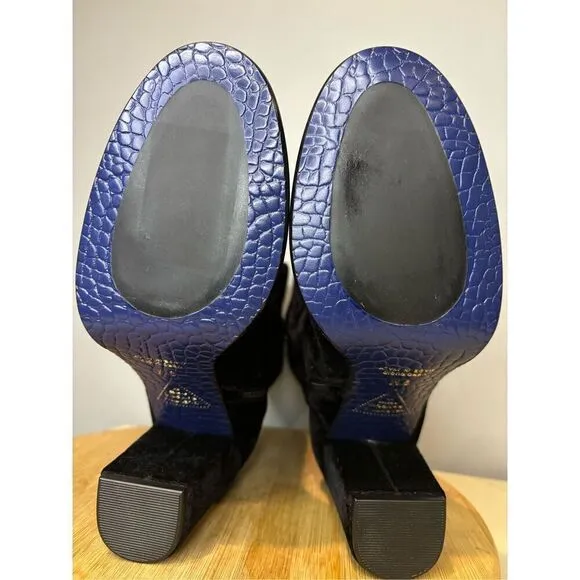 Valentina Rangoni Women's Vero Cuoio Velvet Blocked Heeled Boots Black Size 9M