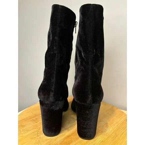 Valentina Rangoni Women's Vero Cuoio Velvet Blocked Heeled Boots Black Size 9M