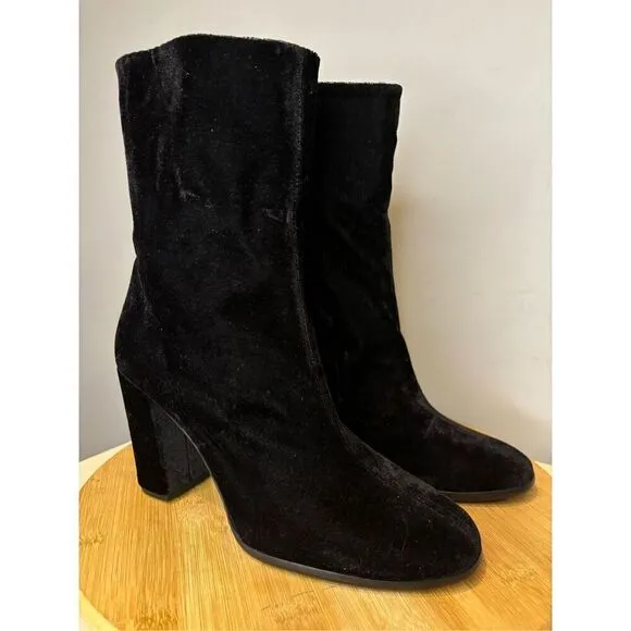 Valentina Rangoni Women's Vero Cuoio Velvet Blocked Heeled Boots Black Size 9M