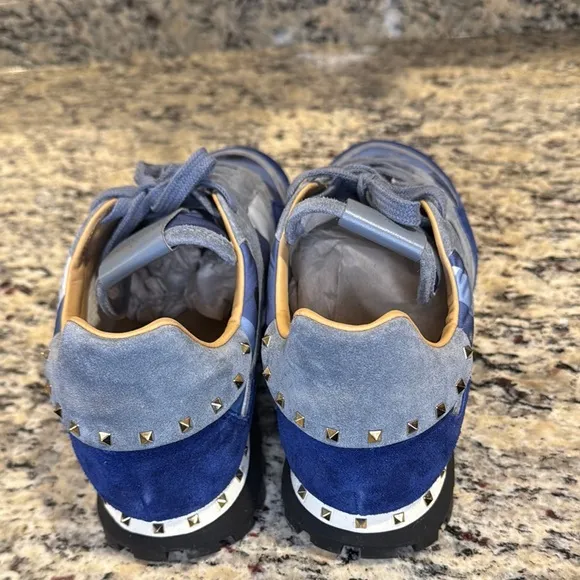 Valentino Blue and Gray Sneakers Retro Athletic Style