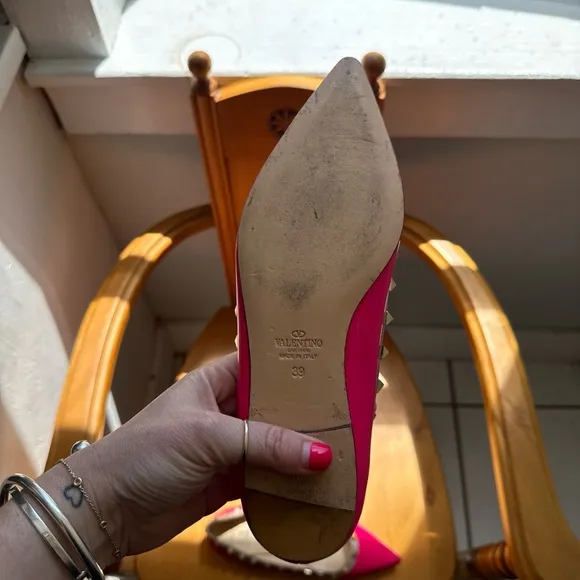 Valentino Fluo Pink Patent Rockstud Flats Size 39