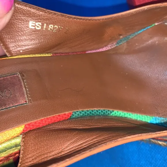 VALENTINOMulticolor Rainbow Leather/Canvas 1973 Espadrille Slingback Wedges 37