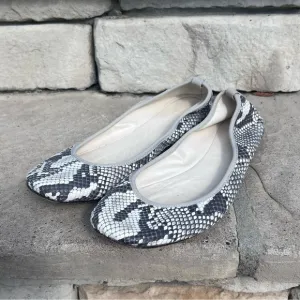 van elslander snake print leather ballet flats Sz 38.5