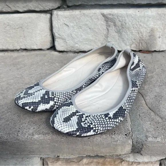 van elslander snake print leather ballet flats Sz 38.5