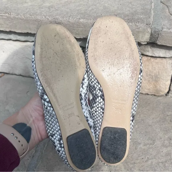 van elslander snake print leather ballet flats Sz 38.5
