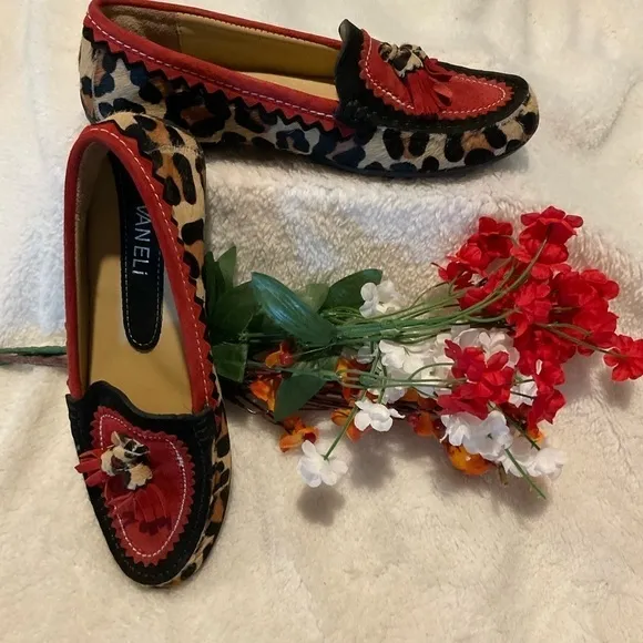 VANELI Calf Fur Moccasins with Tassels