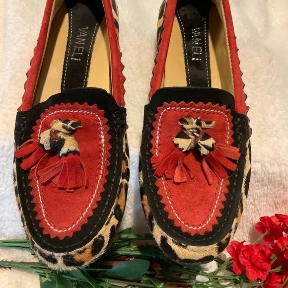 VANELI Calf Fur Moccasins with Tassels