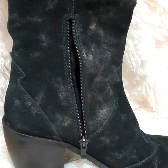 Vaneli Catkin Western Heeled Pull on Slouch Boot Black/Silver Women's Size 9N