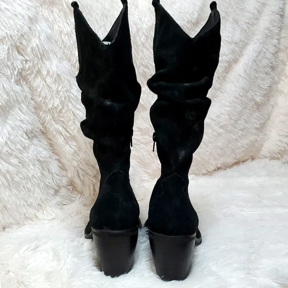 Vaneli Catkin Western Heeled Pull on Slouch Boot Black/Silver Women's Size 9N