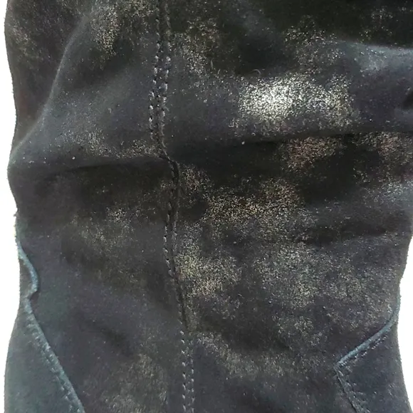 Vaneli Catkin Western Heeled Pull on Slouch Boot Black/Silver Women's Size 9N