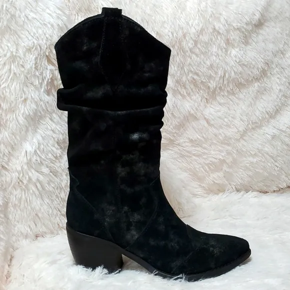 Vaneli Catkin Western Heeled Pull on Slouch Boot Black/Silver Women's Size 9N
