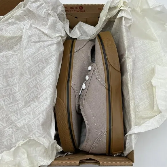 Vans Atwood Youth Boys Canvas Casual Shoes Size 2 Dark Beige Low Top Lace up