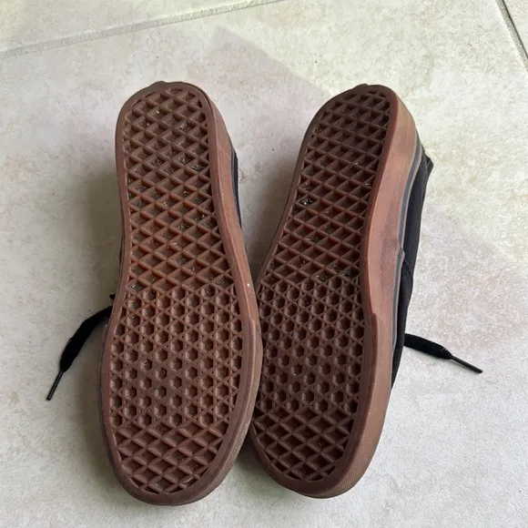 Vans Black and Brown Canvas Sneakers Low-Top Skate Style