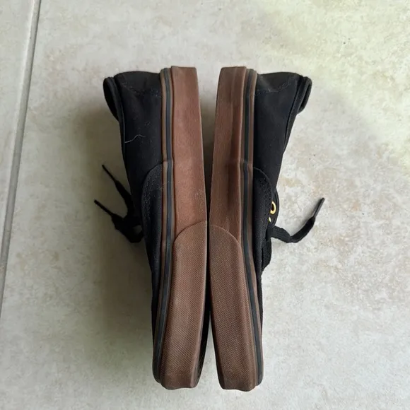 Vans Black and Brown Canvas Sneakers Low-Top Skate Style