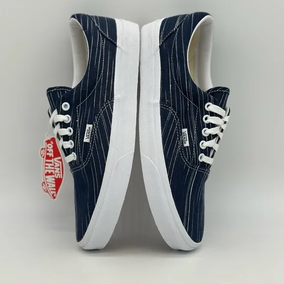 Vans Blue and White Skate Sneakers with Textured Fabric
