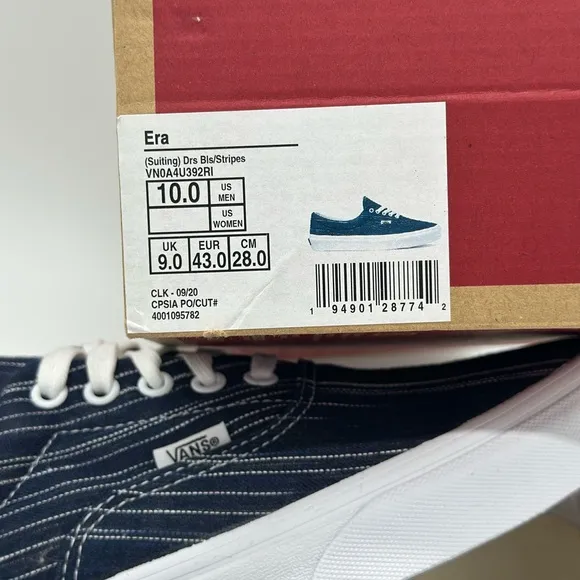 Vans Blue and White Skate Sneakers with Textured Fabric