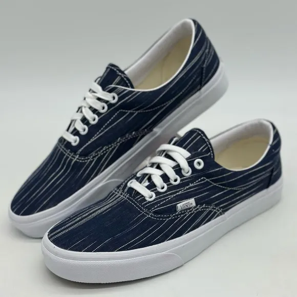 Vans Blue and White Skate Sneakers with Textured Fabric