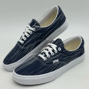 Vans Blue and White Skate Sneakers with Textured Fabric