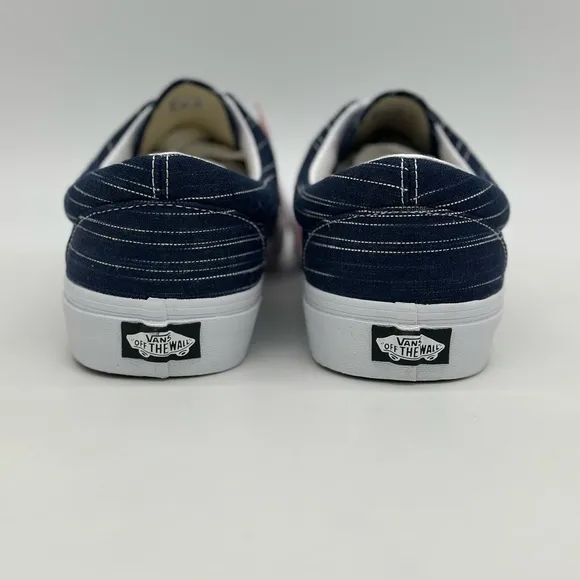 Vans Blue and White Skate Sneakers with Textured Fabric