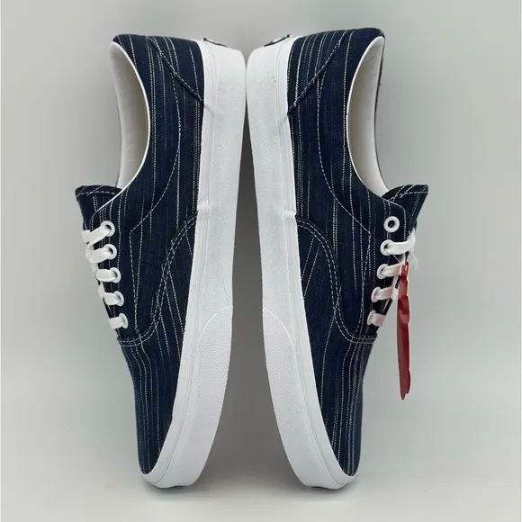 Vans Blue and White Skate Sneakers with Textured Fabric