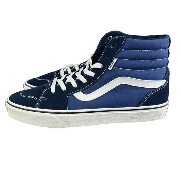 VANS Filmore Hi Navy Blue Suede Canvas Shoes Men's Size 12