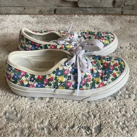 Vans Floral Authentic Sneakers Low Top Boat Shoes Flower Print Lace Up: 2