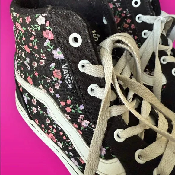 Vans Kids Black Floral High-Top Sneakers