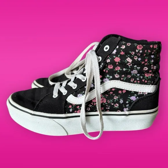 Vans Kids Black Floral High-Top Sneakers