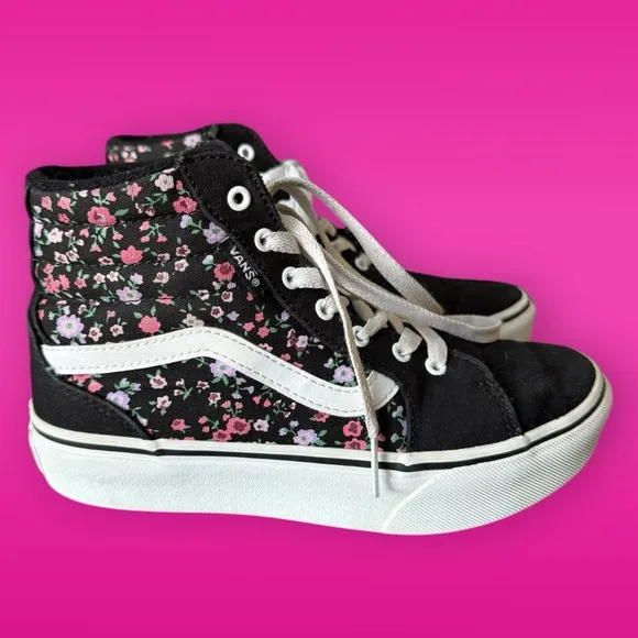 Vans Kids Black Floral High-Top Sneakers