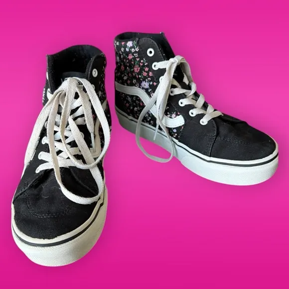 Vans Kids Black Floral High-Top Sneakers