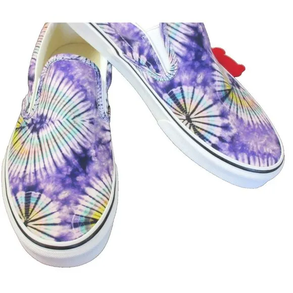 Vans Men's Classic Slip On New Age Purple White Tie Dye Canvas Shoes Sizes NIB