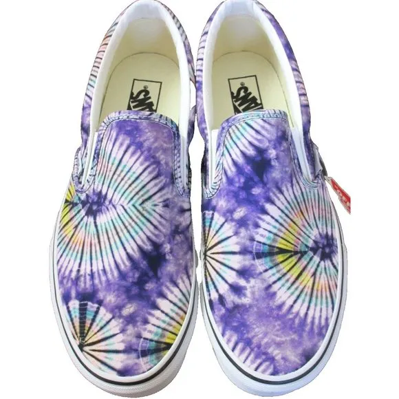 Vans Men's Classic Slip On New Age Purple White Tie Dye Canvas Shoes Sizes NIB