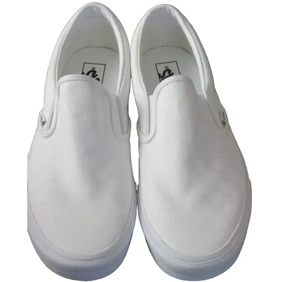 Vans Men's Classic Slip On True White Checkerboard Canvas Skate Shoes Sizes NIB