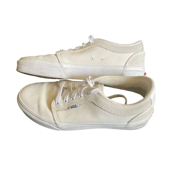 Vans Men's Marshmallow Chukka Low Pro Canvas &amp; Suede Skater Sneakers - Size 8.5