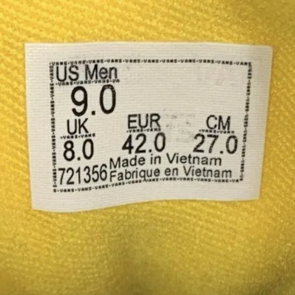 Vans Men's Yellow Canvas Sneakers