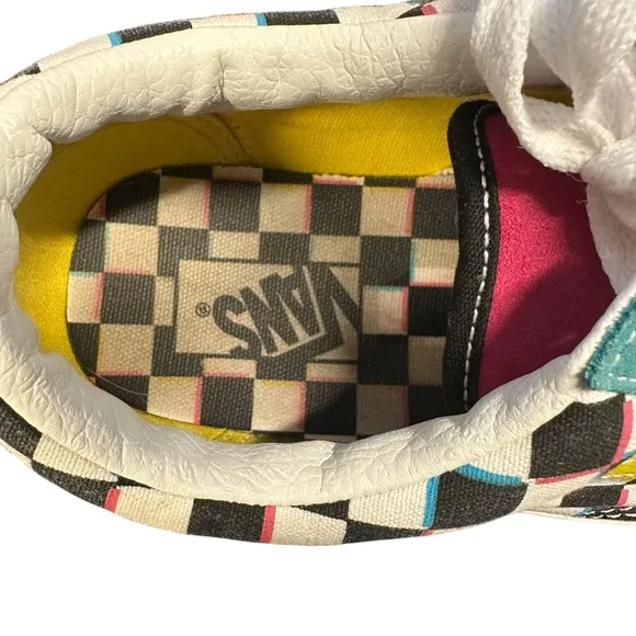 Vans Multicolor Black White Checkered Sneakers Shoes Teal Pink 80s Laceup Men 10