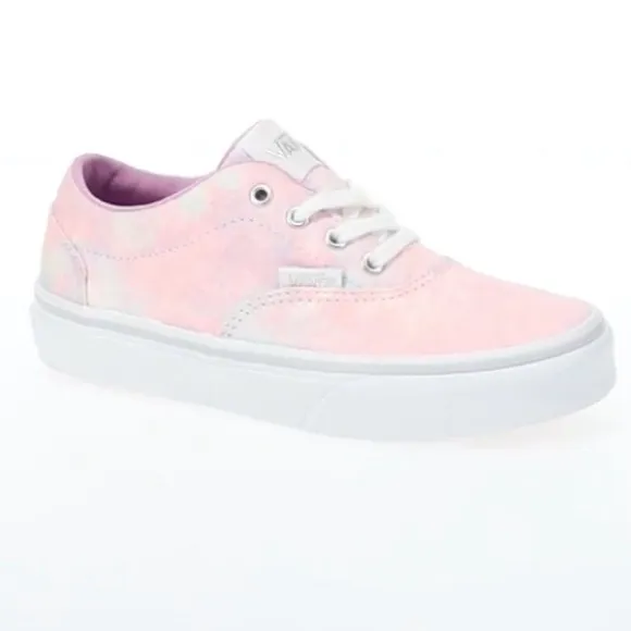 Vans NEW Youth Girl Doheny Pink Glitter Tie Dye White Shoes Big Kids Size 6