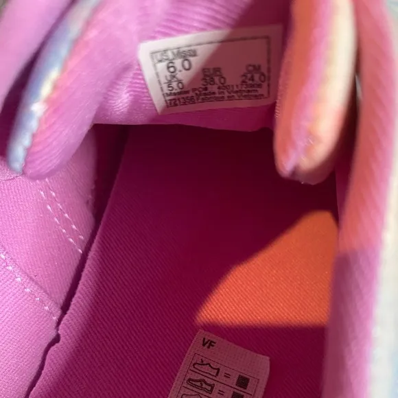 Vans NEW Youth Girl Doheny Pink Glitter Tie Dye White Shoes Big Kids Size 6