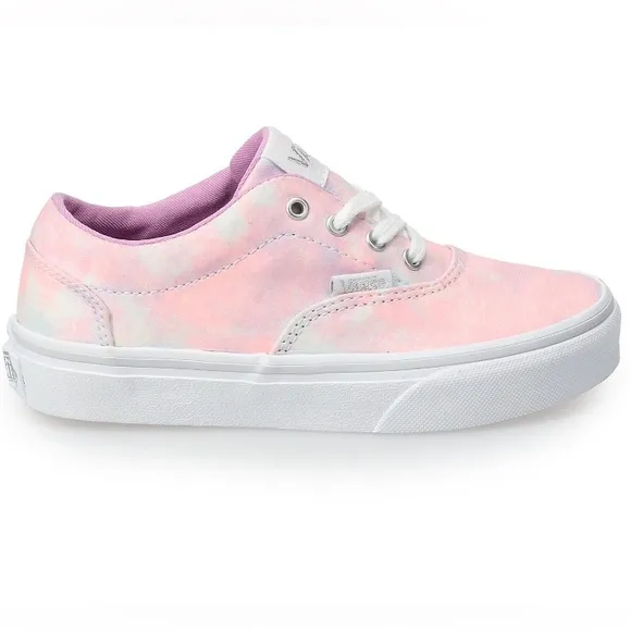 Vans NEW Youth Girl Doheny Pink Glitter Tie Dye White Shoes Big Kids Size 6