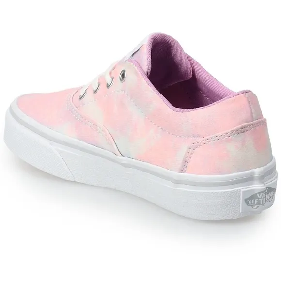 Vans NEW Youth Girl Doheny Pink Glitter Tie Dye White Shoes Big Kids Size 6