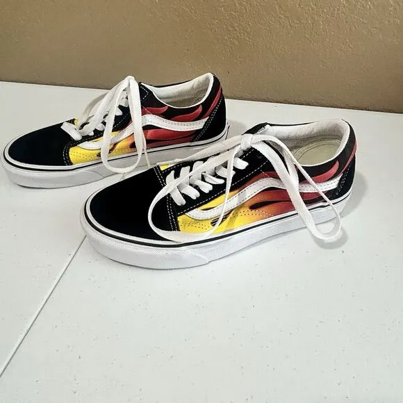 VANS Old Skool Flame Men's Skate Shoes Hot Rod Flames Shoe Size 5.5 New, No Box