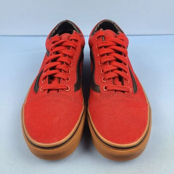 Vans Old Skool Mens Size 6.5 Canvas Skate Shoes Racing Red Gum Black VN0A38G1MLP