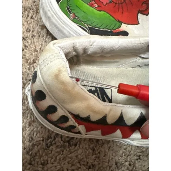 Vans Python Snake Devil Cat? Painted Slip On Sneakers Shoes Size M9.5 W11