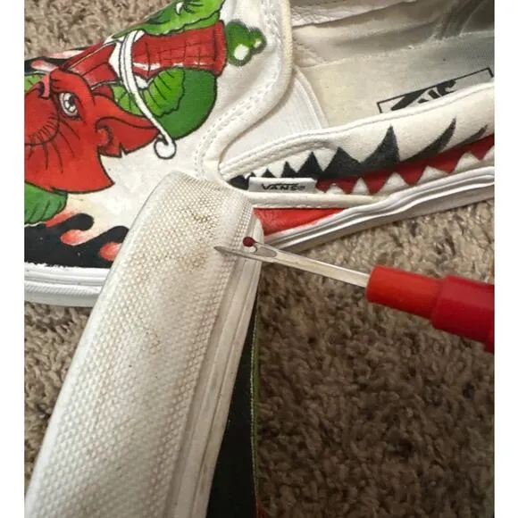 Vans Python Snake Devil Cat? Painted Slip On Sneakers Shoes Size M9.5 W11