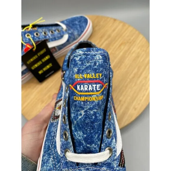 Vans Shoes Mens 8 Womens 9.5 Blue Retro 90s Cobra Karate Canvas Denim Skate